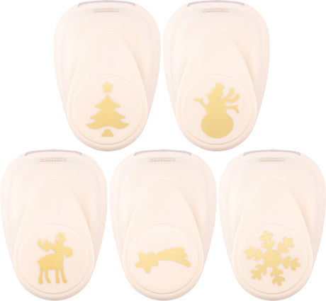 Vaessen creative pons set - figuurpons - kerst - 5 st. - 1 tot 2,5 cm