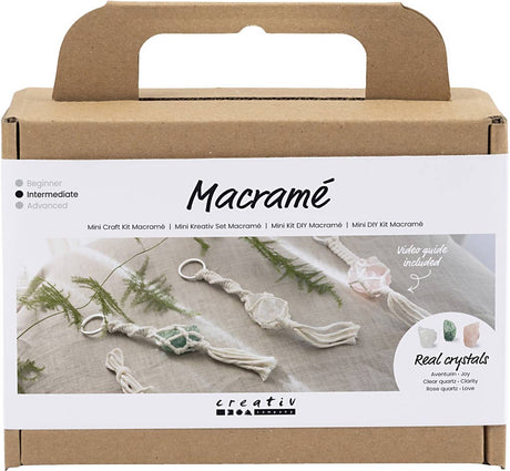 Creativ company https: www.cchobby.nl mini-hobbyset-macrame-sleutelhangers-mat-transparant-dusty-groen-zacht-roze-licht-naturel-1-doos