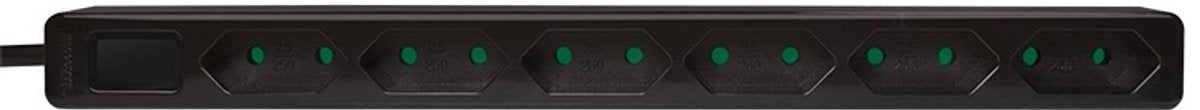 Logilink lps231b stekkerdoos 6-voudig zwart eurostekker 1 stuk(s)