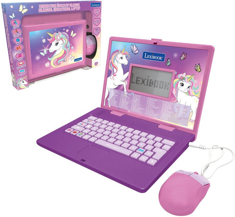 Lexibook unicorn tweetalige educatieve laptop met 164 activiteiten (en fr)