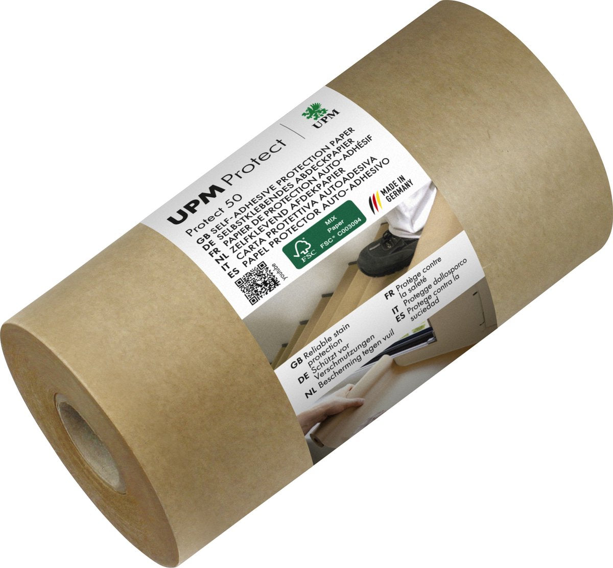 Info notes upm afdekpapier - zelfklevend - 15 cm x 50 m - bruin kraft - in-p5015050-kb