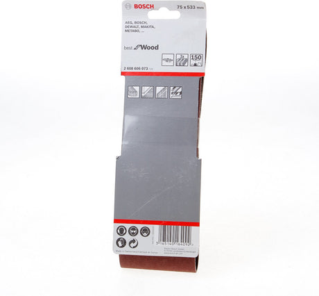 Bosch - 3-delige schuurbandset 75 x 533 mm - 150