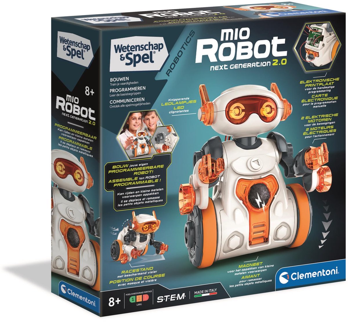Clementoni - wetenschap en spel - mio robot 2.0 - programmeerbare bouwset - vanaf 8 jaar