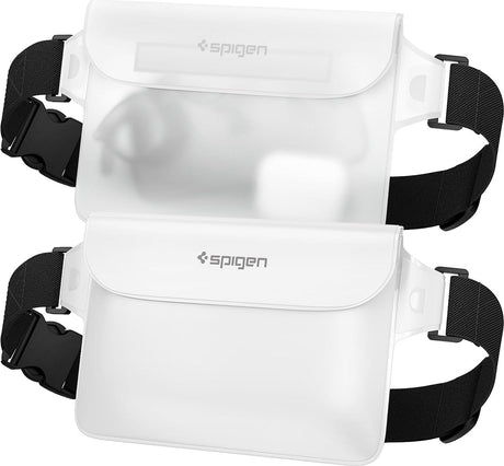Spigen aqua shield waterdichte tas [2 stuks] tas heuptasje mobiele telefoonhoes heuptas mobiele telefoonhoes onderwaterstrand voor watersport -snow white