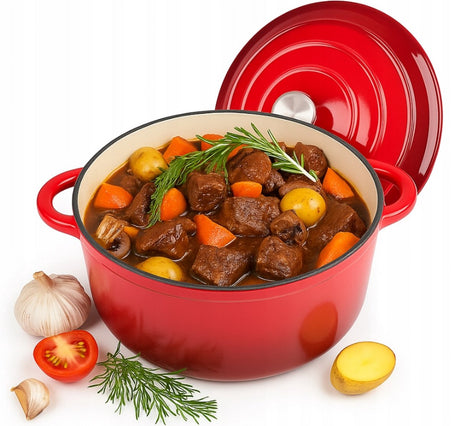 Brunbeste geëmailleerde gietijzeren braadpan 4,2 l – 24 cm – rood – inductie | oven | gas | keramisch
