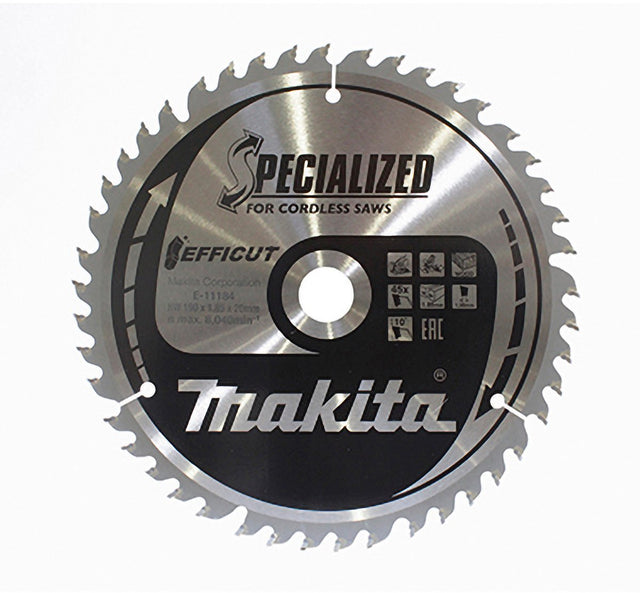 Makita 190 x 20 mm 45-tands afkortzaagblad hout | efficut - e-11184
