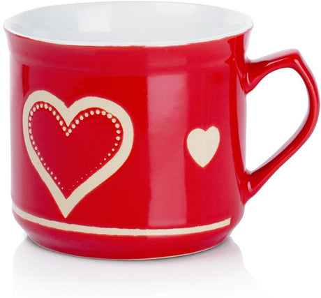 Orion - keramische mok - 650 ml - rood - hartdecor