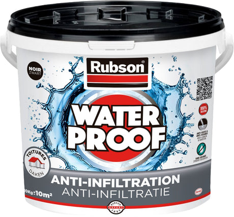 Rubson anti - infiltratie zwart 10kg | daken, funderingen en ingegraven materialen coating | silicone technologie gebaseerd voor maximale elasticiteit | duurzame coating en uv-bestendig | langdurige bescherming tegen vocht.
