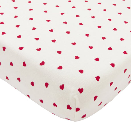 Meyco baby sweet heart hoeslaken ledikant - white red - 60x120cm