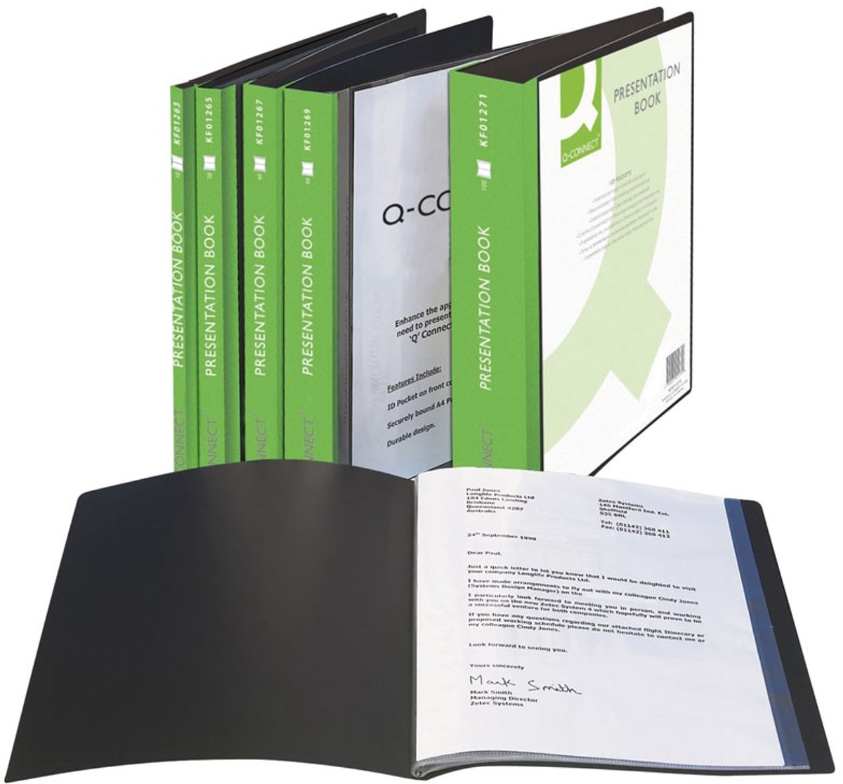 Q-connect dossier map a4 met 20 hoezen en beschrijvingsvak