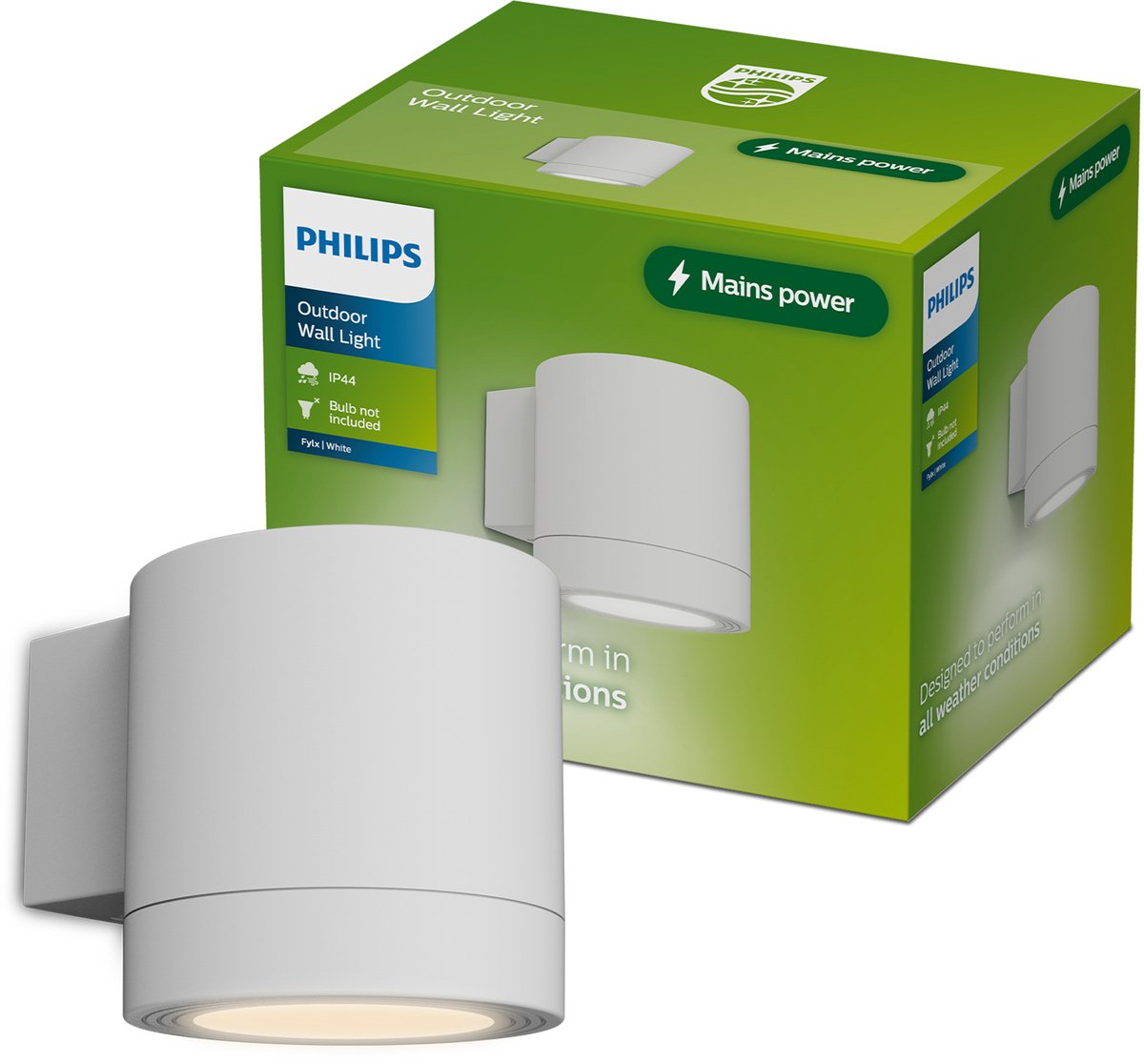 Philips led philips fylx wandlamp - buitenverlichting - gu10-fitting - weerbestendig: ip44 - wit - modern design