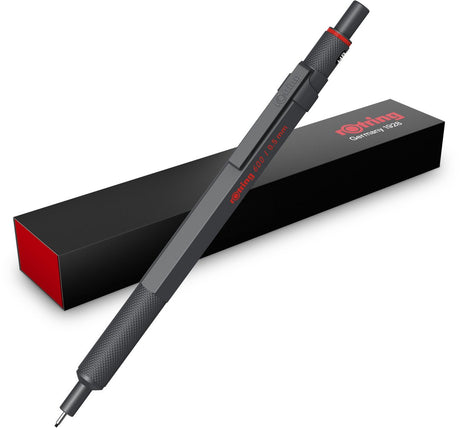 Rotring 600-vulpotlood - hb - 0,5 mm - potlood met volledig metalen omhulsel - dark stone - antislip gekartelde grip en zeshoekige huls