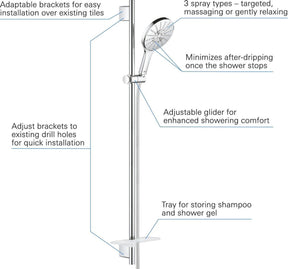 Grohe rainshower smartactive 150 douchestangset - 90 cm - met zeepschaal - chroom - 26594000