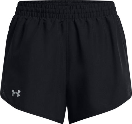 Under armour ua fly by 3'' shorts-blk dames sportbroek - zwart - wit - reflecterend s