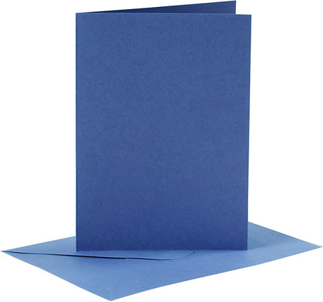 Creativ company creotime set van 6 blanco kaarten en enveloppen 10,5x15 cm blauw