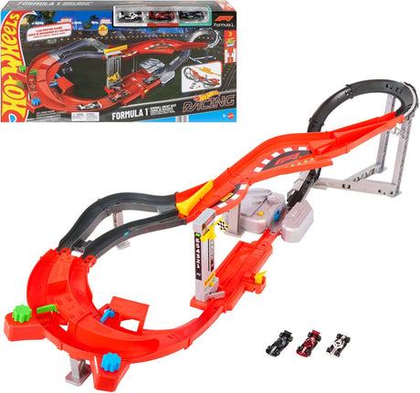 Hot wheels racing formula 1 downhill circuit race baanset met 3 f1-auto's
