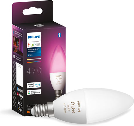 Philips hue kaarslamp lichtbron e14 - wit en gekleurd licht - 5,2w - bluetooth
