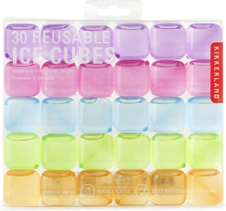 Kikkerland herbruikbare ijsblokjes - set van 30 - ijsblokjesvorm - kleur - zomer - cocktails
