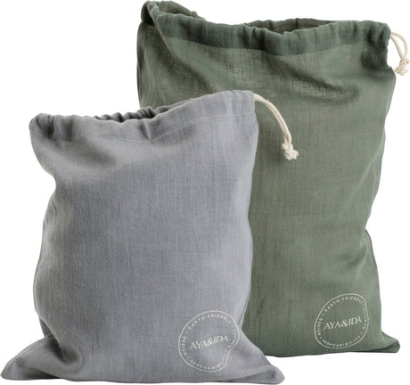 Aya ida aya ida - cotton bags - katoenen tas - lunchbox - herbruikbaar - dark grey tropical green