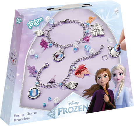 Totum disney frozen bedelarmbandjes maken - 2 stuks - forest charm bracelets - anna en elsa - speelgoed kinderen - knutselen - voor meisjes - ook voor kleuters - vanaf 3 jaar -