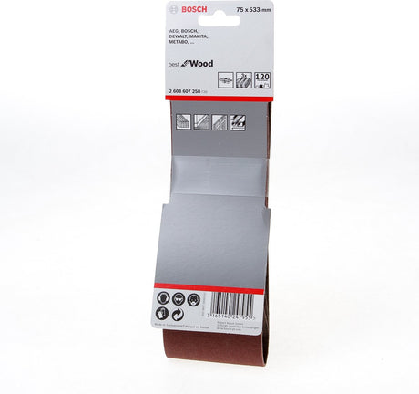 Bosch - 3-delige schuurbandset 75 x 533 mm - 120