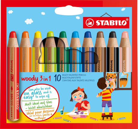 Stabilo woody 3 in 1 - multitalent potlood - set 10 stuks