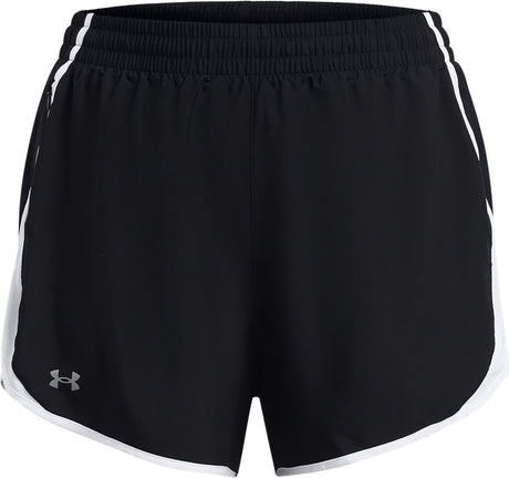 Under armour ua fly by 3'' shorts -blk dames sportbroek - zwart - wit - reflective