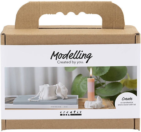 Creativ company mini hobbyset boetseren kandelaar met schelpen off white
