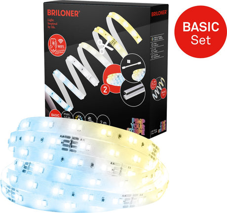 Briloner pimp your stripe - led strip starterset led strip 2m, wifi, cct, spraakbesturing