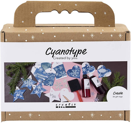Creativ company mini hobbyset cyanotypie geschenklabels blauw en zilver