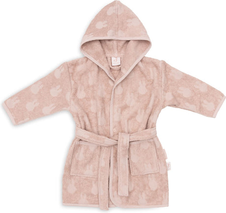 Jollein x nijntje - baby badjas badstof 1-2 jaar - badjas kinderen met capuchon - miffy jacquard - wild rose 1-2 jaar