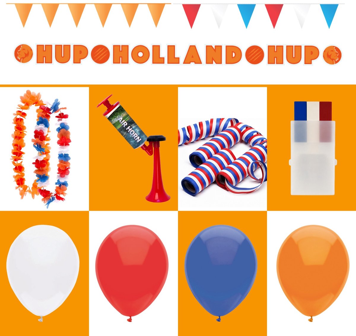 Merkloos sans marque hockey oranje versiering pakket – ballonnen, slingers, hawaïkransen toeter