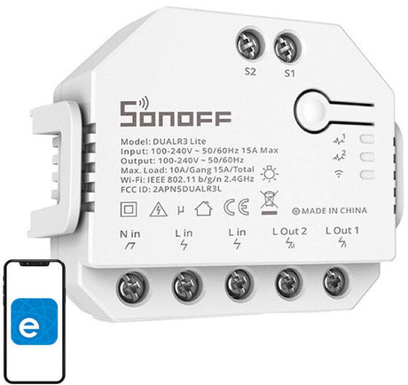 Sonoff slimme schakelaar wifi dual r3 lite voor garage , zonwering