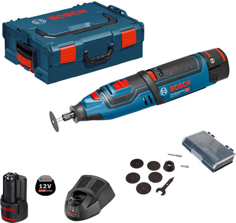 Bosch professional gro 12v-35 multitool - roterend - met 2x 12 v accu's en lader