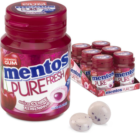 Mentos kauwgom pure fresh kers bottle (6x 30 stuks)