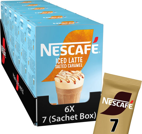 Nescafé gold iced salted caramel latte oploskoffie - 6 doosjes à 7 zakjes