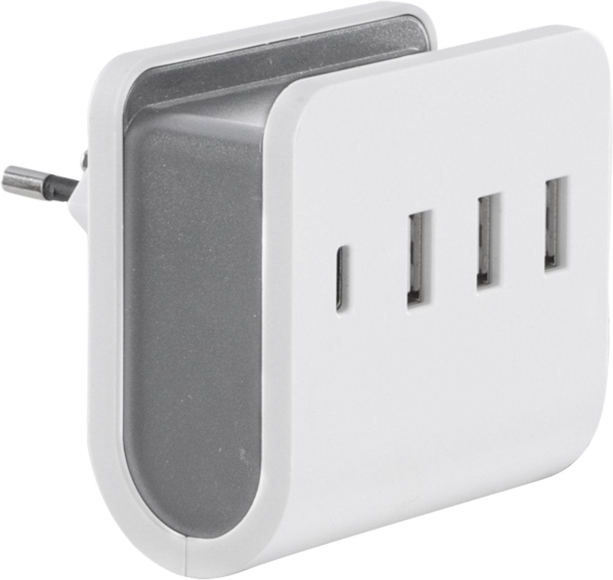 Q-link adapter - 3 x usb a - 1 x usb c - 5v - 4.8a - wit grijs