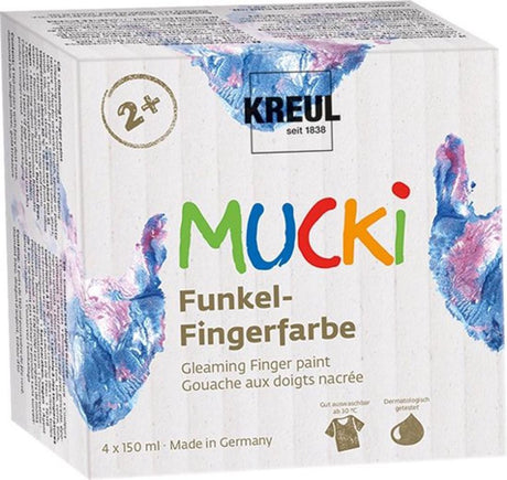 Mucki vingerverf set - 4x 150ml parelmoer kleuren - dermatologisch getest, parabenenvrij veganistisch