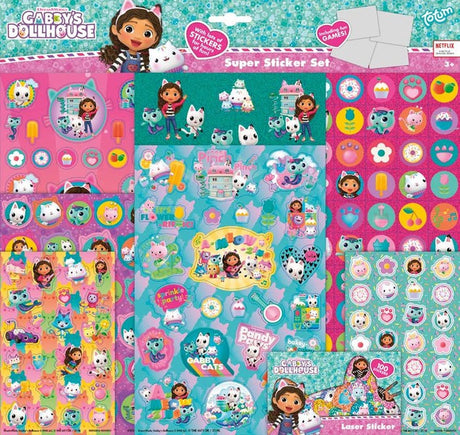 Totum gabby's poppenhuis xl stickers set - 7 stickervellen - met spelletjes - speelgoed kinderen - knutselen - voor meisjes en jongens - ook voor kleuters - vanaf 3 jaar -