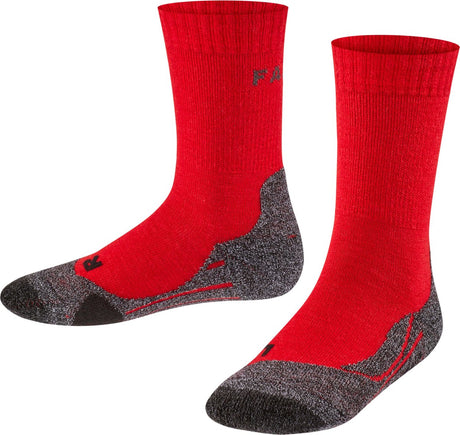 Falke tk2 anti-blaar dik wol functioneel materiaal wandelsokken kinderen rood - maat 35-38