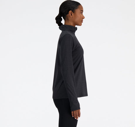 New balance sport essentials space dye 1 4 dames sporttrui - black