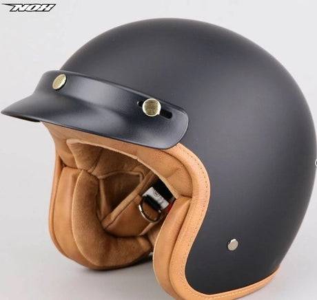 Nox mat zwarte jethelm - scooter helm - n243 stijlvolle retro helm met ece 22.06 keuring - scooterhelm - jethelm met comfort voering - motorhelm - fatbike helm - speed pedelec helm - maat m (57 tot 58cm)