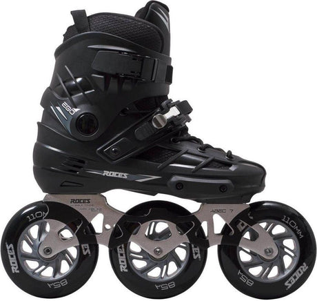 Roces ego tif 3x110 skeelers volwassenen - 3 wielen 110mm - speed skates inline skates - zwart zilver - maat 39