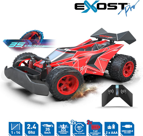 Exost pro - rc rocket one max 1:14 high speed auto - bestuurbare auto incl. 2 oplaadbare batterijen - snelheid: 35 km u