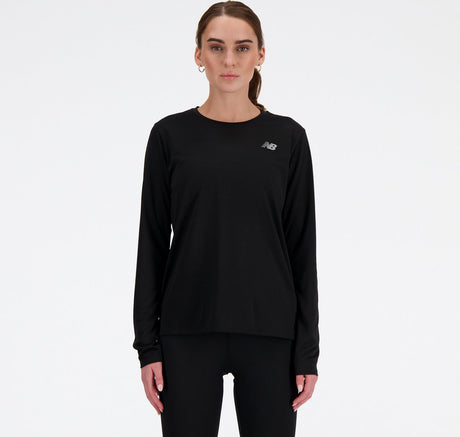 New balance sport essential long sleeve dames sporttrui - black