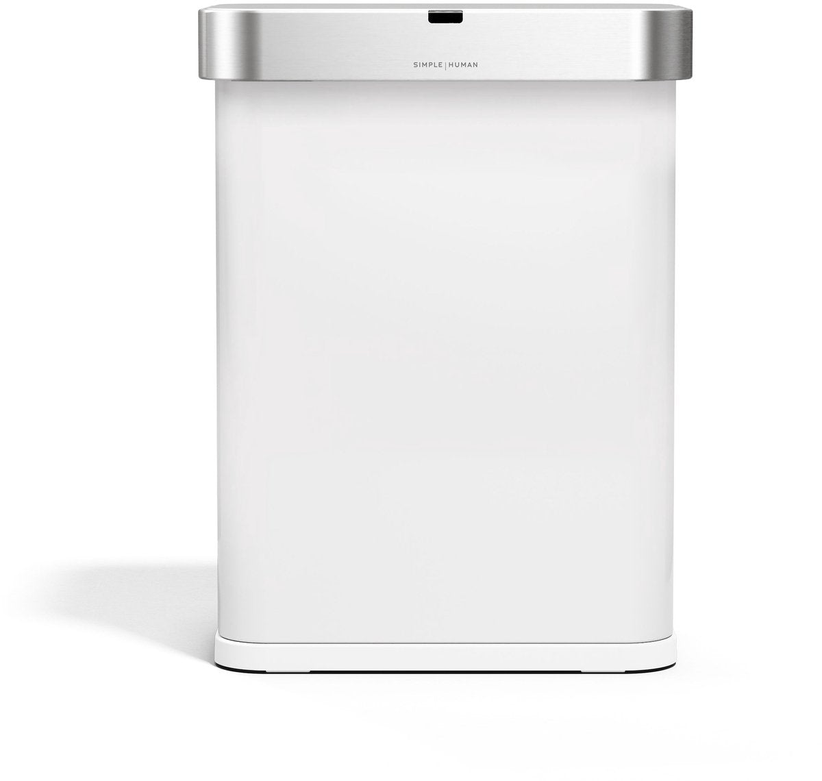 Simplehuman rechthoekige afvalbak van 58 liter met sensor - spraak en bewegingsgestuurde - wit rvs