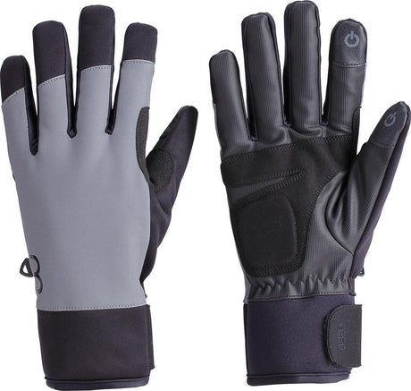 Bbb cycling coldshield reflective fietshandschoenen winter - 5 - 10 ℃ - winddichte wielrenhandschoenen - waterproof fietshandschoenen heren dames - touchscreen compatibel - reflecterend - zwart - maat s - bwg-38