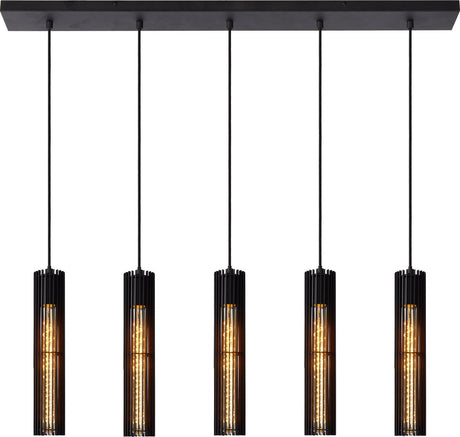 Lucide lionel - hanglamp - 5xe27 - zwart