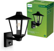 Philips led philips kinno wandlamp - buitenlamp - bewegingssensor - zwart - e27 fitting - maximaal 25w - weerbestendig; ip44 - staande wandlamp