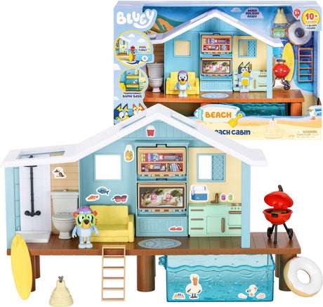 Moose bluey - bluey's beach hut speelset met exclusief beeldje en meer dan 10 accessoires